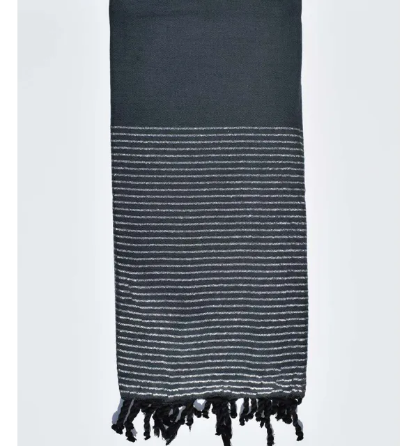Dark chrome green throw with lurex 2m*3m Fouta Tunisia - 1