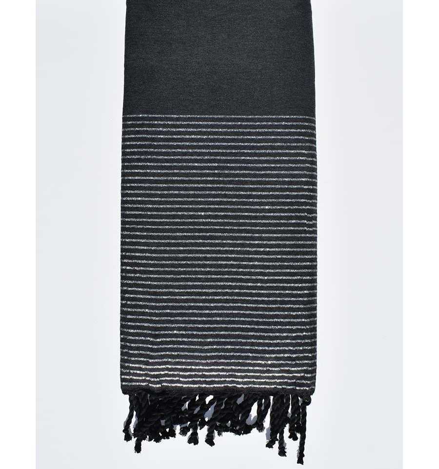 Dark slate gray throw with lurex 2m*3m Fouta Tunisia - 1