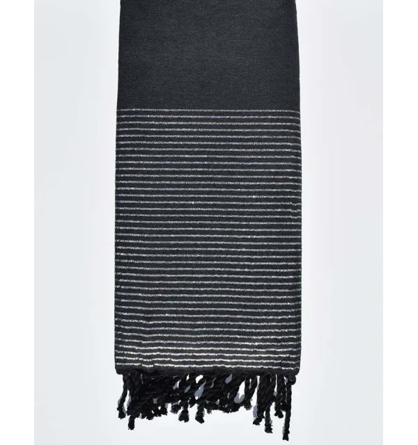 Dark slate gray throw with lurex 2m*3m Fouta Tunisia - 1
