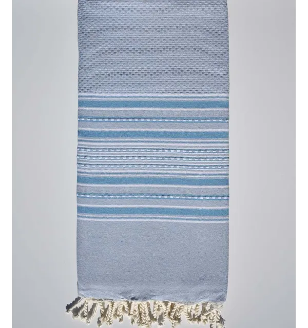 Throw arabesque sky blue striped Medium blue striped  - 1