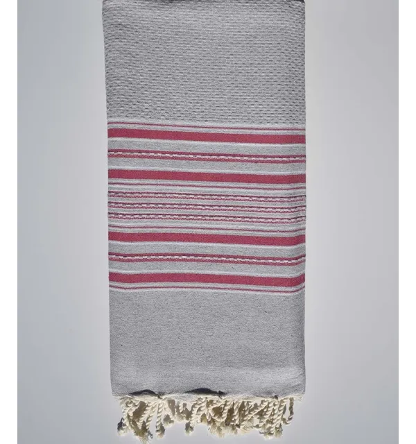 Light gray striped candy pink arabesque throw  - 1