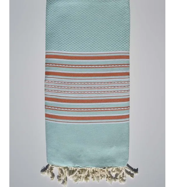 Azure blue striped orange arabesque throw  - 1