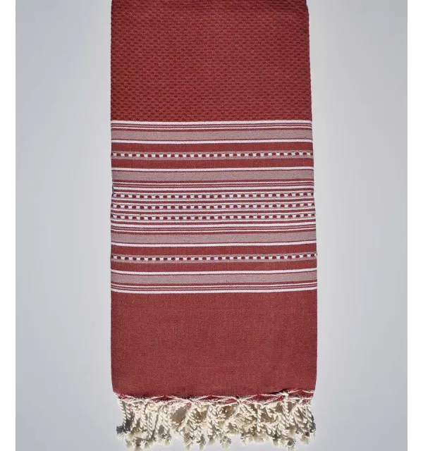 Red striped white arabesque throw  - 1