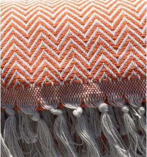 Orange chevron throw blanket Fouta Tunisia - 1 2