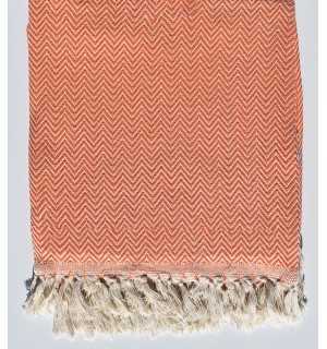 Orange chevron throw blanket Fouta Tunisia - 1