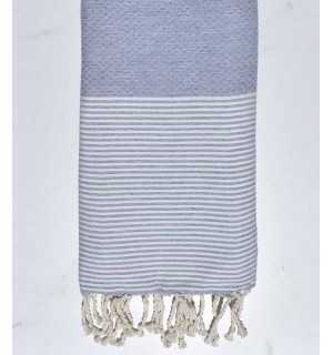 Honeycomb Smoke blue gray  towel Fouta Tunisia - 1