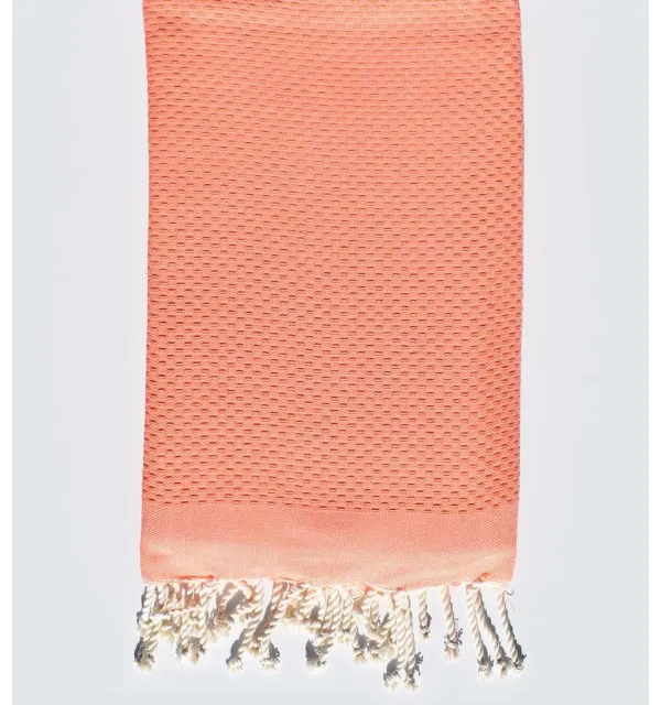 Plain light coral pink beach towel Fouta Tunisia - 1
