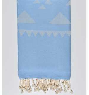 Blue bohemian beach towel Fouta Tunisia - 1