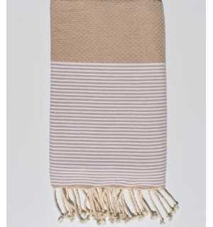 Honeycomb Beige beach towel Fouta Tunisia - 1