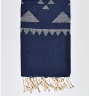 Dark blue bohemian beach towel Fouta Tunisia - 1