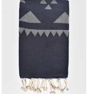 Midnight blue bohemian beach towel Fouta Tunisia - 1