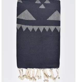 Midnight blue bohemian beach towel Fouta Tunisia - 1