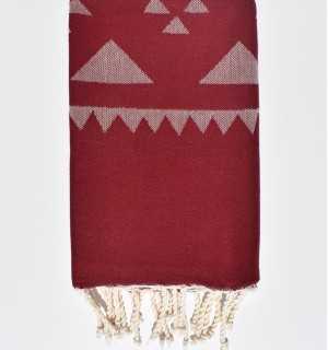 Burgundy red bohemian beach towel Fouta Tunisia - 1