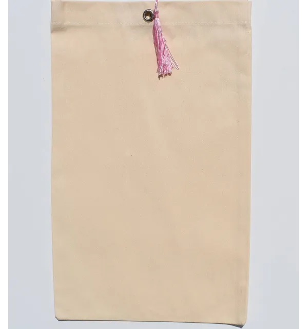 Beach clutch light beige pompom knot pink sugared Fouta Tunisia - 1